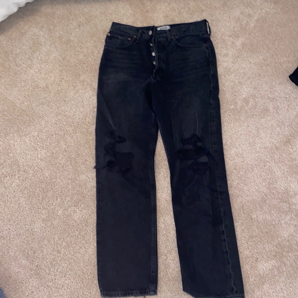 Agolde black straight leg jeans
